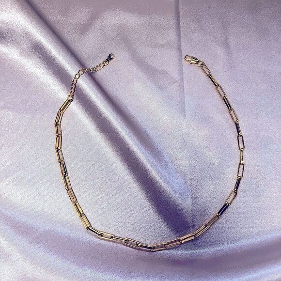 New 18k gold paperclip chain choker - Picture 3 of 6